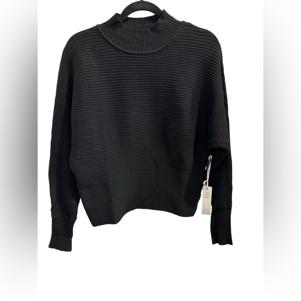 NWT IRIS Ribbed Mock Neck Sweater Black Size L | Modern Minimal